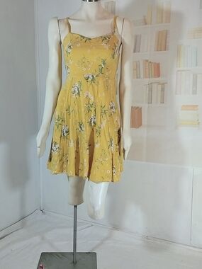 Old Navy Yellow Floral Spaghetti Strap Mini Dress